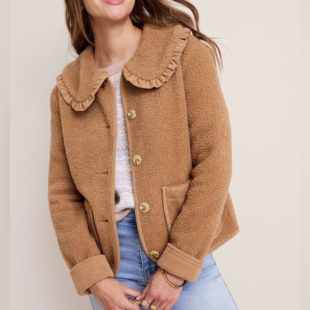 Francesca's Collections Billie Collared Sherpa Jacket